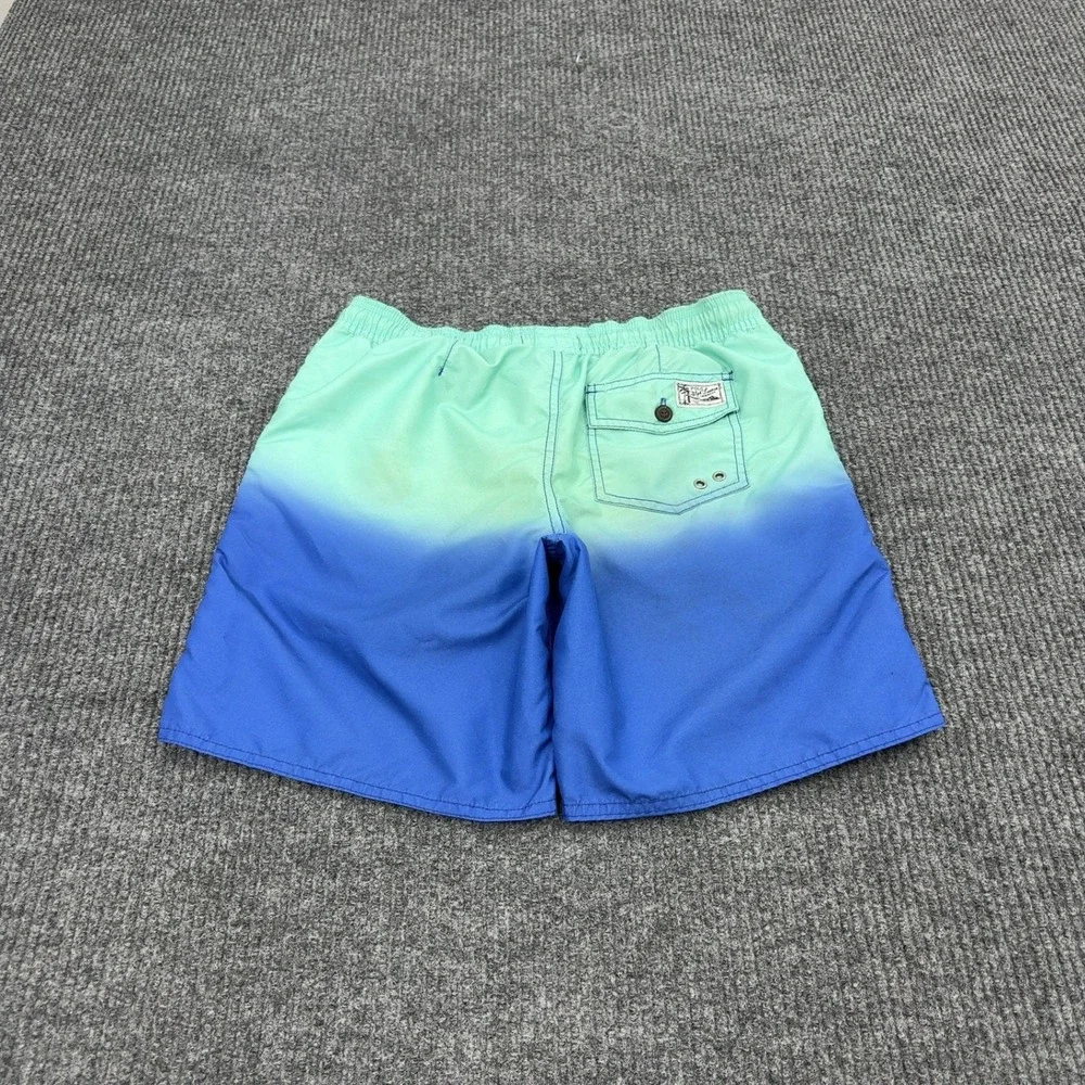 Polo Ralph Lauren Swim Shorts Boy M Blue Green Polyester Ombre Beach Surf Summer